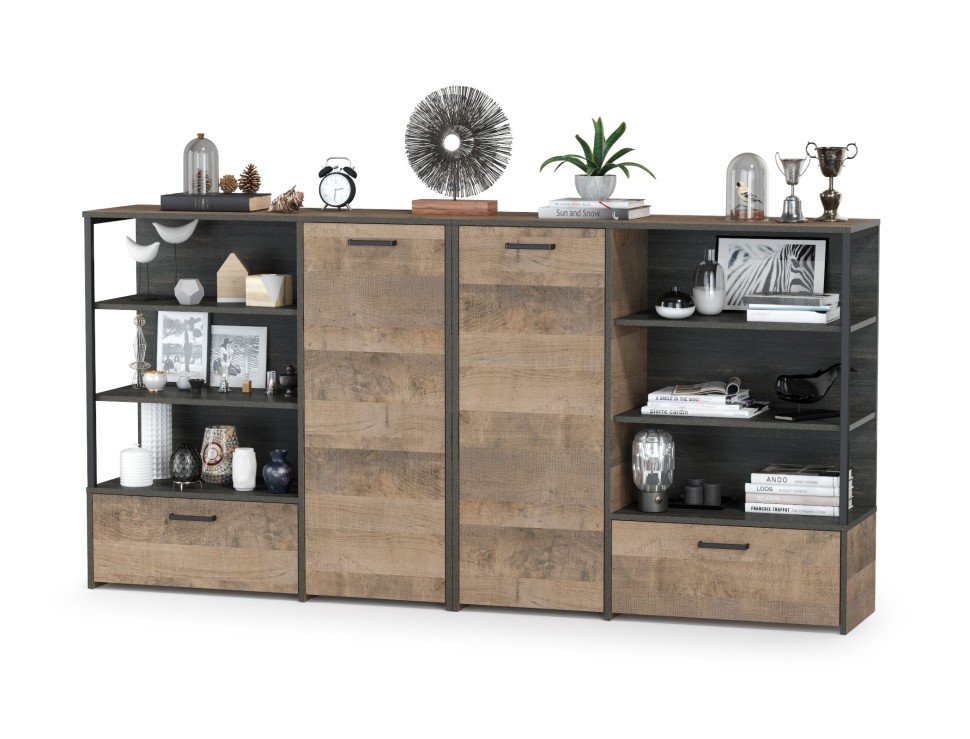 Трувор 13.307.01 Комод + 13.307.01 Комод, цвет дуб гранж песочный/интра, ШхГхВ 218х36,9х106,9 см., универсальная сборка