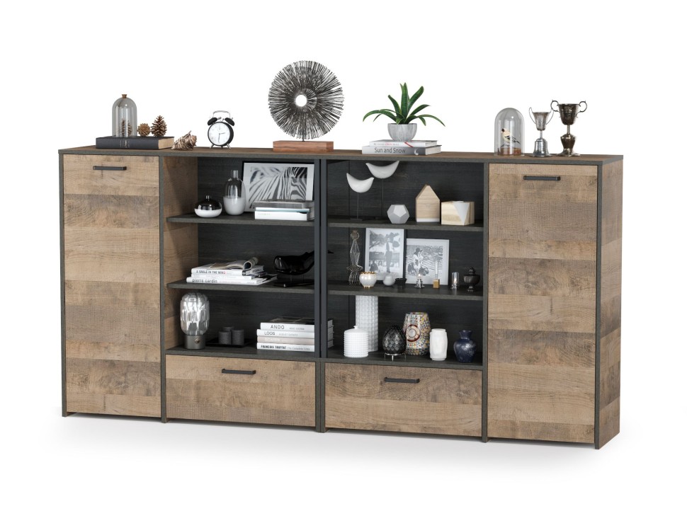 Трувор 13.307.01 Комод + 13.307.01 Комод, цвет дуб гранж песочный/интра, ШхГхВ 218х36,9х106,9 см., универсальная сборка