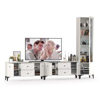 Валенсия Гостиная № 079, цвет ЛДСП белый шагрень/МДФ белый шагрень, ШхГхВ 321,2х38,3х225,2 см., универсальная сборка