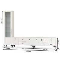 Валенсия Гостиная № 079, цвет ЛДСП белый шагрень/МДФ белый шагрень, ШхГхВ 321,2х38,3х225,2 см., универсальная сборка