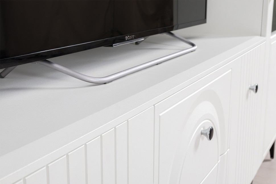 Валенсия Гостиная № 079, цвет ЛДСП белый шагрень/МДФ белый шагрень, ШхГхВ 321,2х38,3х225,2 см., универсальная сборка