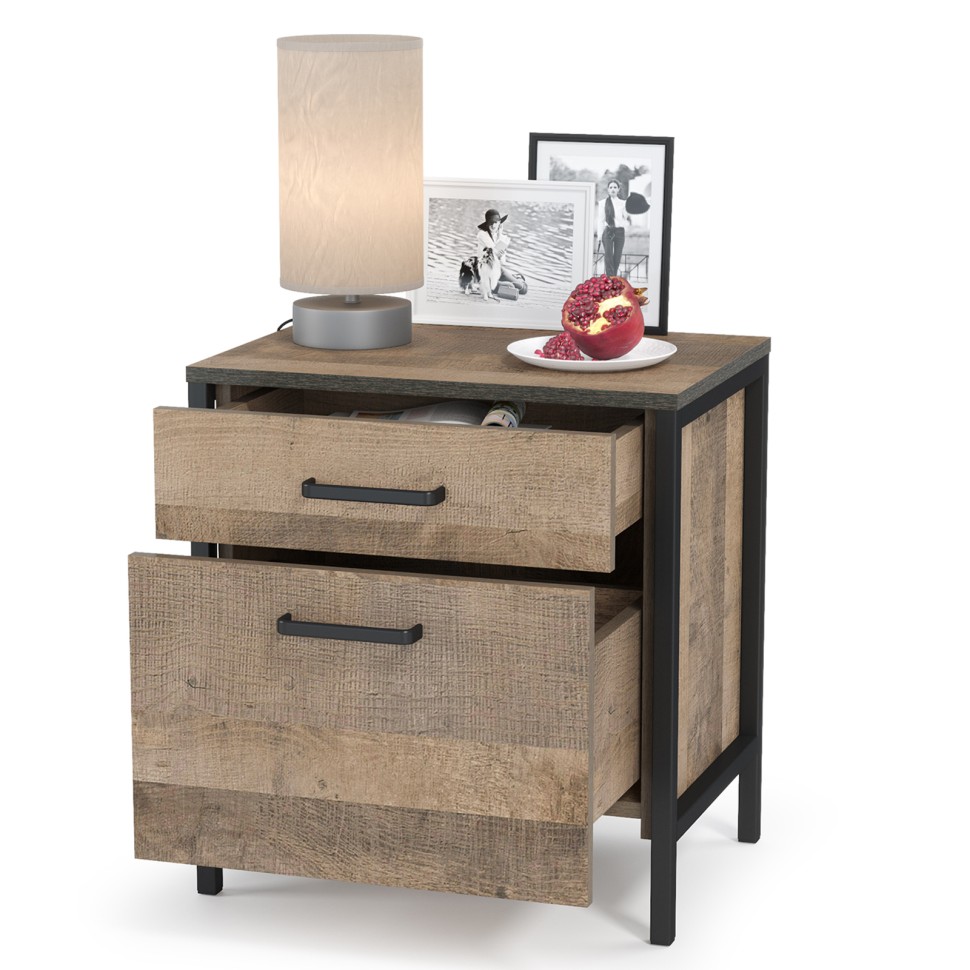 Трувор 13.290 Тумба прикроватная, цвет дуб гранж песочный/интра, ШхГхВ 50х36,6х54,4 см.