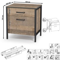 Трувор 13.290 Тумба прикроватная, цвет дуб гранж песочный/интра, ШхГхВ 50х36,6х54,4 см.