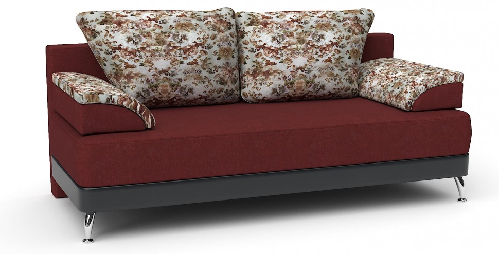 Диван прямой Алиа еврокнижка красный велюр+черная экокожа