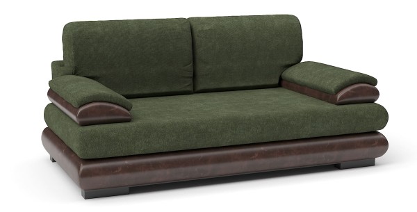 Диван прямой Фиджи еврокнижка зеленый велюр+коричневая экокожа
