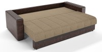 Диван прямой Атланта Next еврокнижка бежевый велюр+коричневая экокожа