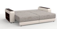 Диван прямой Премьер Люкс рогожка серый + экокожа белый