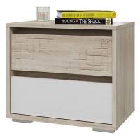СНЯТО Мальта 4-0915дубсонрам.б-.МДФ Тумба прикроватная, цвет дуб сонома/рамух белый МДФ, ШхГхВ 50х34х44 см.