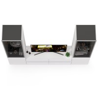 Сидней Комплектация № 011, цвет корпус: белый/чёрный/фасады: МДФ белый глянец, ШхГхВ 229,9х41,3х205,2 см., ниша для ТВ 129х41х100 см., универс. сборка