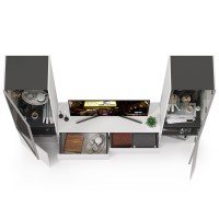 Сидней Комплектация № 011, цвет корпус: белый/чёрный/фасады: МДФ белый глянец, ШхГхВ 229,9х41,3х205,2 см., ниша для ТВ 129х41х100 см., универс. сборка