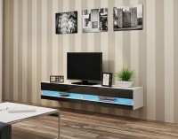 ТВ-тумба Виго открытая МДФ (черная) / Белый Фасадный 0101