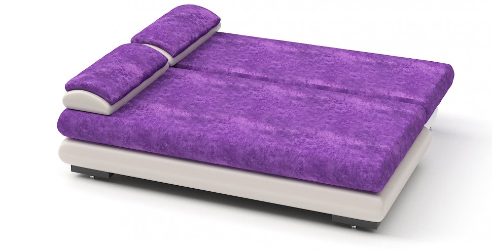 Диван прямой Фиджи еврокнижка фиолетовый велюр+белая экокожа