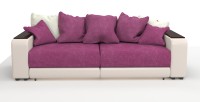 Диван прямой Премьер Люкс велюр розовый + экокожа бежевый