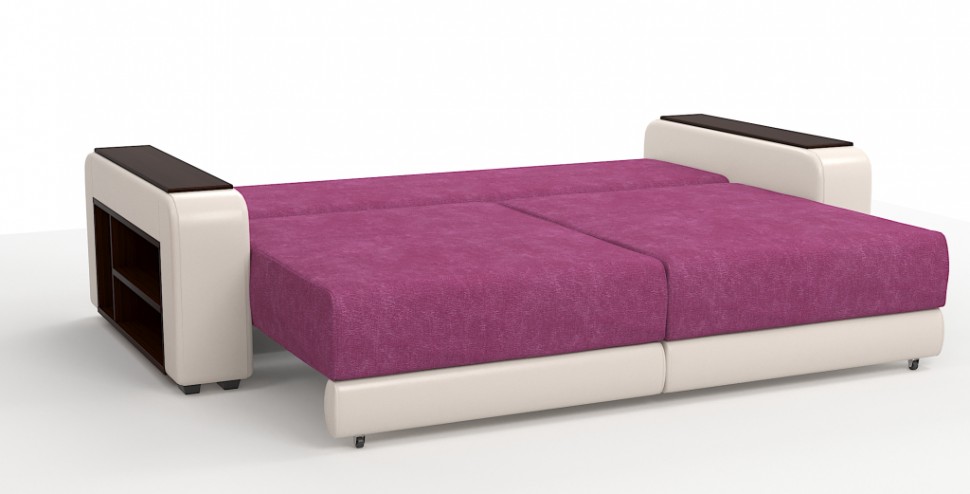 Диван прямой Премьер Люкс велюр розовый + экокожа бежевый