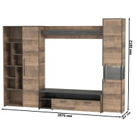 Трувор Гостиная 019, цвет дуб гранж песочный/интра, ШхГхВ 287,6х45,4х210 см., универсальная сборка