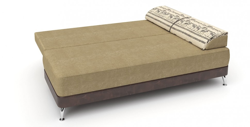 Диван прямой Алиа еврокнижка бежевый велюр+коричневая экокожа