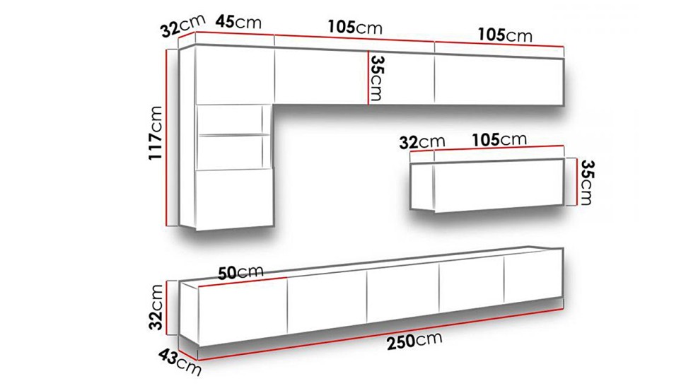 Модульная гостиная Порту 4 МДФ