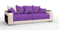 Диван прямой Премьер Люкс велюр фиолетовый + экокожа бежевый