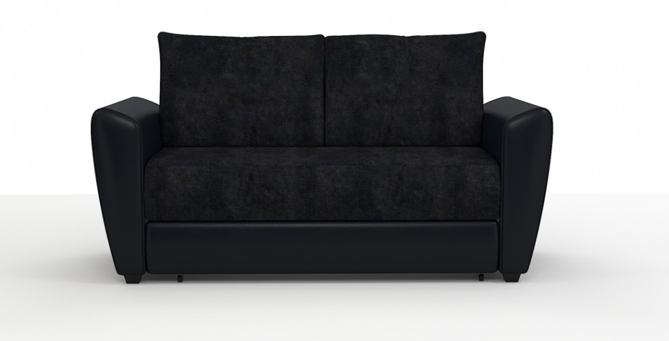 Диван Амстердам Мини Люкс велюр черный + экокожа черный