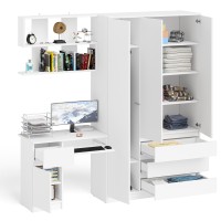 Мори Стол компьютерный МС-1 левый + Шкаф МШ1200.1 + Полка 900, цвет белый, ШхГхВ 210,4х50,4х209,6 см., НЕ универсальная сборка