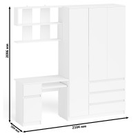 Мори Стол компьютерный МС-1 левый + Шкаф МШ1200.1 + Полка 900, цвет белый, ШхГхВ 210,4х50,4х209,6 см., НЕ универсальная сборка