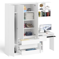 Мори Стол компьютерный МС-1 левый + Шкаф МШ1200.1 + Полка 900, цвет белый, ШхГхВ 210,4х50,4х209,6 см., НЕ универсальная сборка