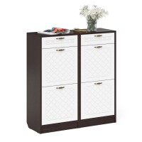 Прихожая П-6 Тумба для обуви 2 секции + Тумба для обуви 2 секции, цвет венге/фасады МДФ белое дерево фрезеровка ромб, ШхГхВ 100х35х108,3 см