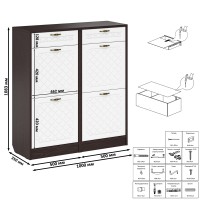 Прихожая П-6 Тумба для обуви 2 секции + Тумба для обуви 2 секции, цвет венге/фасады МДФ белое дерево фрезеровка ромб, ШхГхВ 100х35х108,3 см