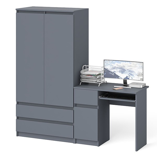Мори Стол компьютерный МС-1 левый + Шкаф МШ900.1, цвет графит, ШхГхВ 180,4х50,4х179,6 см., выдвижной ящик слева, НЕ универсальная сборка