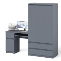 Мори Стол компьютерный МС-1 левый + Шкаф МШ900.1, цвет графит, ШхГхВ 180,4х50,4х179,6 см., выдвижной ящик слева, НЕ универсальная сборка