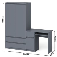 Мори Стол компьютерный МС-1 левый + Шкаф МШ900.1, цвет графит, ШхГхВ 180,4х50,4х179,6 см., выдвижной ящик слева, НЕ универсальная сборка