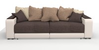 Диван прямой Премьер Люкс рогожка коричневый + экокожа бежевый