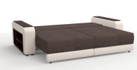 Диван прямой Премьер Люкс рогожка коричневый + экокожа бежевый