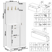 Прихожая П-6 Компоновка № 24, цвет белая шагрень/фасады МДФ белое дерево фрезеровка прованс, ШхГхВ 90х35х220 см., универсальная сборка