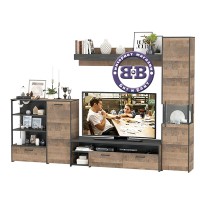 Трувор Гостиная 021, цвет дуб гранж песочный/интра, ШхГхВ 303,6х45,4х210 см., универсальная сборка