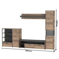 Трувор Гостиная 021, цвет дуб гранж песочный/интра, ШхГхВ 303,6х45,4х210 см., универсальная сборка