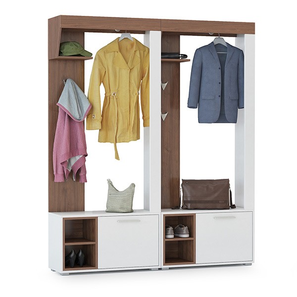 СНЯТО Лайт Прихожая комплектация № 5, цвет орех селект каминный/белый премиум, ШхГхВ 158х32,1х190 см., НЕ универсальная сборка