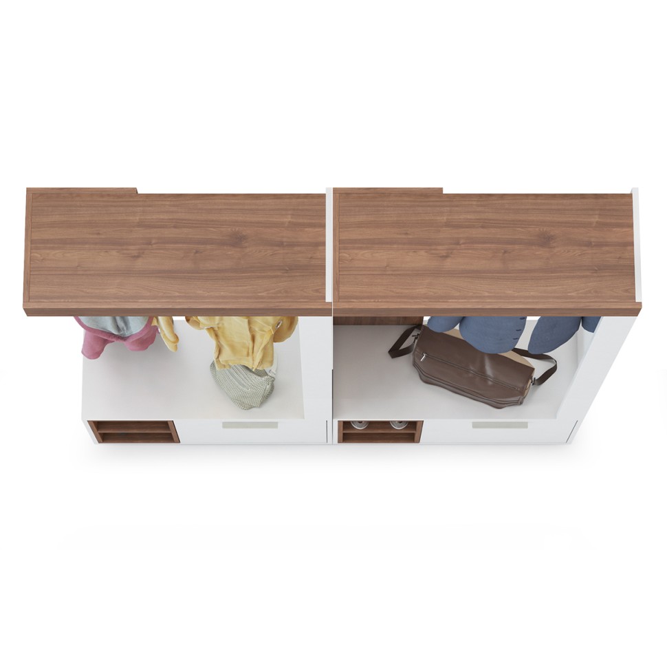 СНЯТО Лайт Прихожая комплектация № 5, цвет орех селект каминный/белый премиум, ШхГхВ 158х32,1х190 см., НЕ универсальная сборка