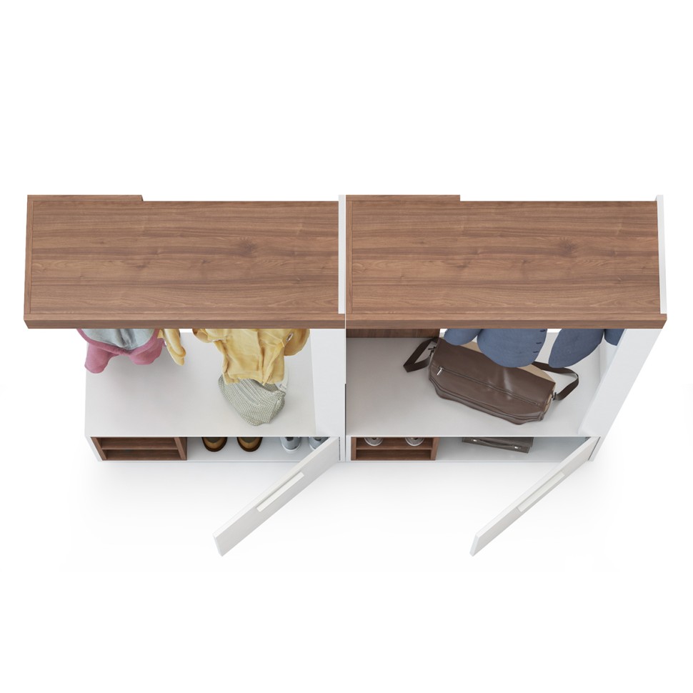 СНЯТО Лайт Прихожая комплектация № 5, цвет орех селект каминный/белый премиум, ШхГхВ 158х32,1х190 см., НЕ универсальная сборка