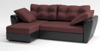 Диван угловой Амстердам еврокнижка бордовый велюр+черная экокожа