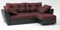 Диван угловой Амстердам еврокнижка бордовый велюр+черная экокожа