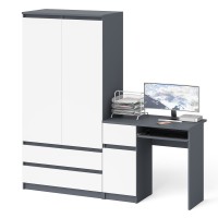 Мори Стол компьютерный МС-1 левый + Шкаф МШ900.1, цвет графит/белый, ШхГхВ 180,4х50,4х179,6 см., выдвижной ящик слева, НЕ универсальная сборка