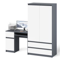 Мори Стол компьютерный МС-1 левый + Шкаф МШ900.1, цвет графит/белый, ШхГхВ 180,4х50,4х179,6 см., выдвижной ящик слева, НЕ универсальная сборка