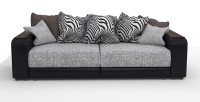 Диван прямой Премьер Люкс рогожка серый + экокожа черный