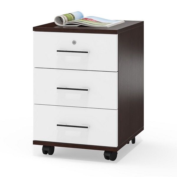 Тумба выкатная С-МД-3-02, цвет венге/белый шагрень, ШхГхВ 40х45х59 см.