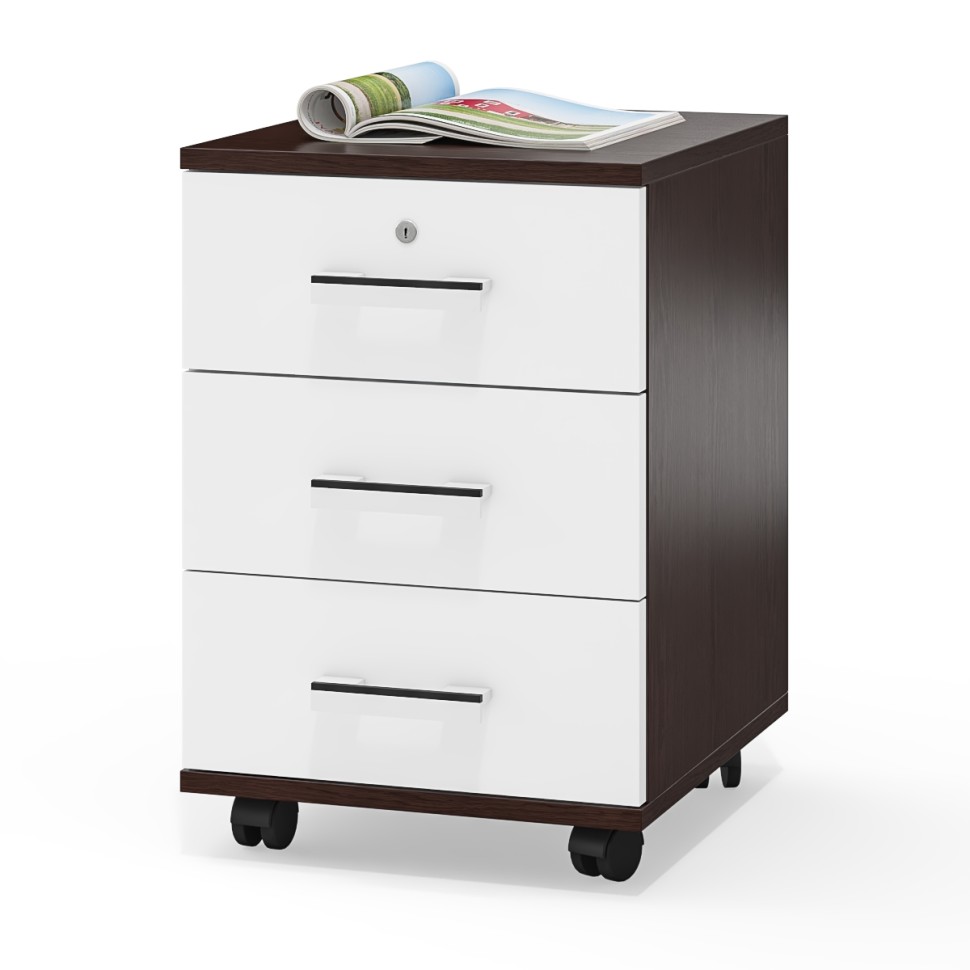 Тумба выкатная С-МД-3-02, цвет венге/белый шагрень, ШхГхВ 40х45х59 см.