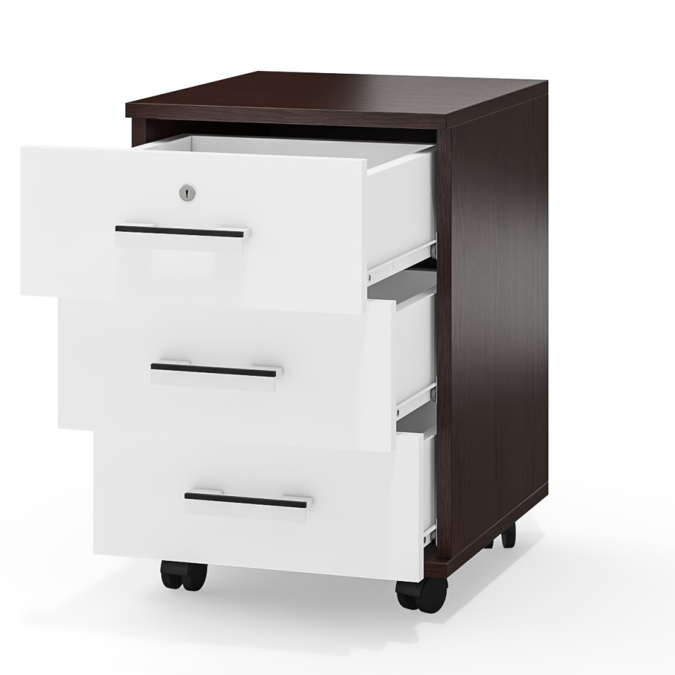 Тумба выкатная С-МД-3-02, цвет венге/белый шагрень, ШхГхВ 40х45х59 см.