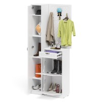 Прихожая П-6 Компоновка № 24, цвет белая шагрень/фасады МДФ белое дерево фрезеровка ромб, ШхГхВ 90х35х220 см., универсальная сборка