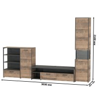 Трувор Гостиная 022, цвет дуб гранж песочный/интра, ШхГхВ 303,6х45,4х210 см., универсальная сборка