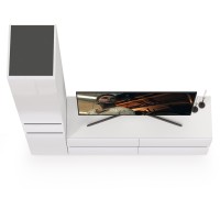 Сидней Комплектация № 015, цвет корпус: белый/чёрный/фасады: МДФ белый глянец, ШхГхВ 164,9х41,3х205,2 см., ниша для ТВ 129х41х100 см., универс. сборка